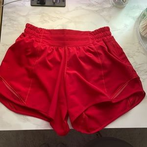 Red Lululemon Hotty Hot Shorts